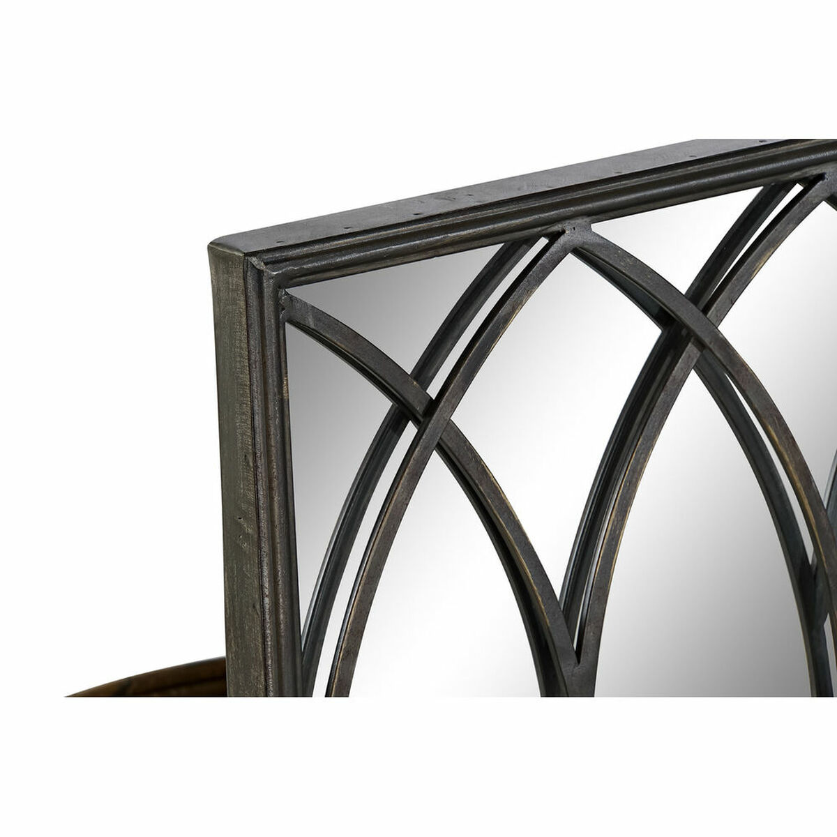 Specchio con Supporto DKD Home Decor Nero Metallo Specchio 40 x 12 x 80 cm